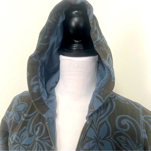 Peek Girls Floral Print Zip Up Hooded Jacket Size XL (10) Black/Light Blue - Picture 3 of 10